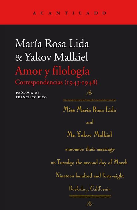 AMOR Y FILOLOGIA CORRESPONDENCIA 1943-1948 | 9788416748150 | YAKOV MALKIEL, MARIA ROSA