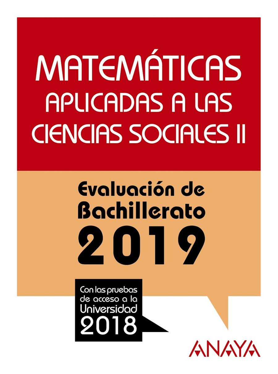 MATEMATICAS APLICADAS A LAS CIENCIAS SOCIALES II  EVALUACION DE BACHILLERATO 2019 | 9788469856826 | BUSTO CABALLERO, ANA ISABEL / DIAZ ORTEGA, ANA MARÍA