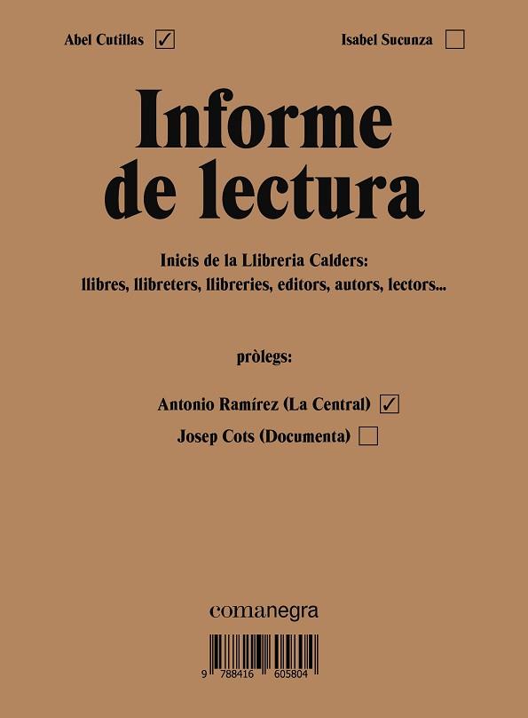 INFORME DE LECTURA | 9788416605804 | CUTILLAS ALBERICH, ABEL / SUCUNZA ALFONSO, ISABEL