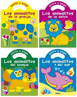 PINTA Y PEGA LOS ANIMALITOS (4 TÍTULOS) | 9788467762310 | SUSAETA, EQUIPO