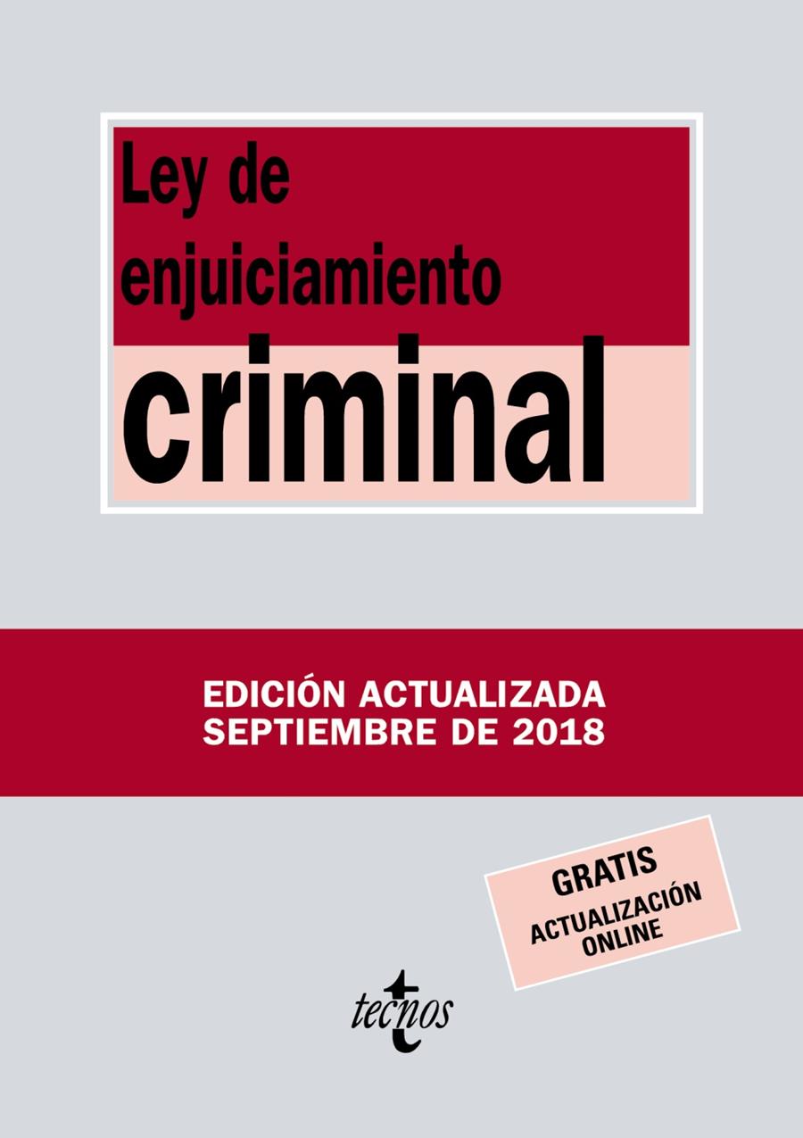 LEY DE ENJUICIAMIENTO CRIMINAL (SEPTIEMBRE 2018) | 9788430974979